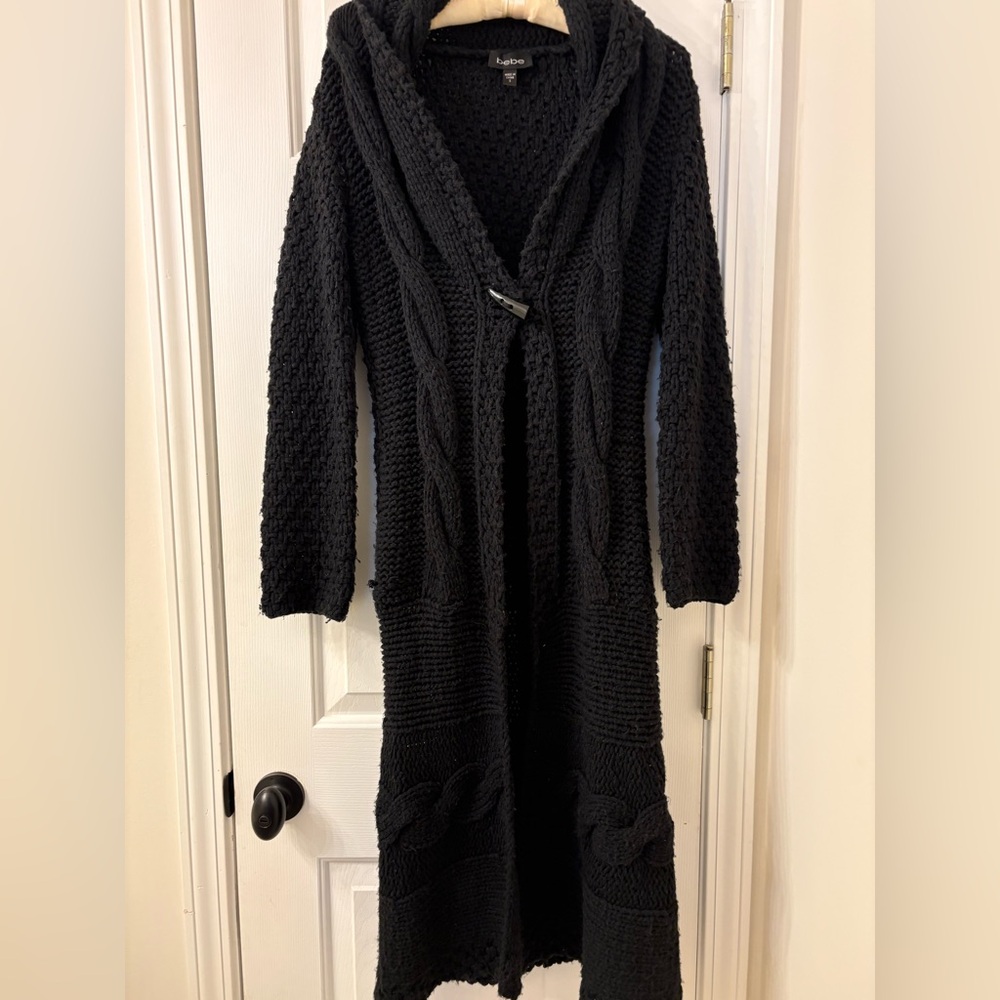 Bebe - Black Long Hooded Cardigan
